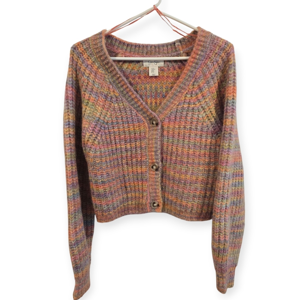 JESSICA SIMPSON PARTIAL WOOL CROPPED SWEATER SIZE MEDIUM